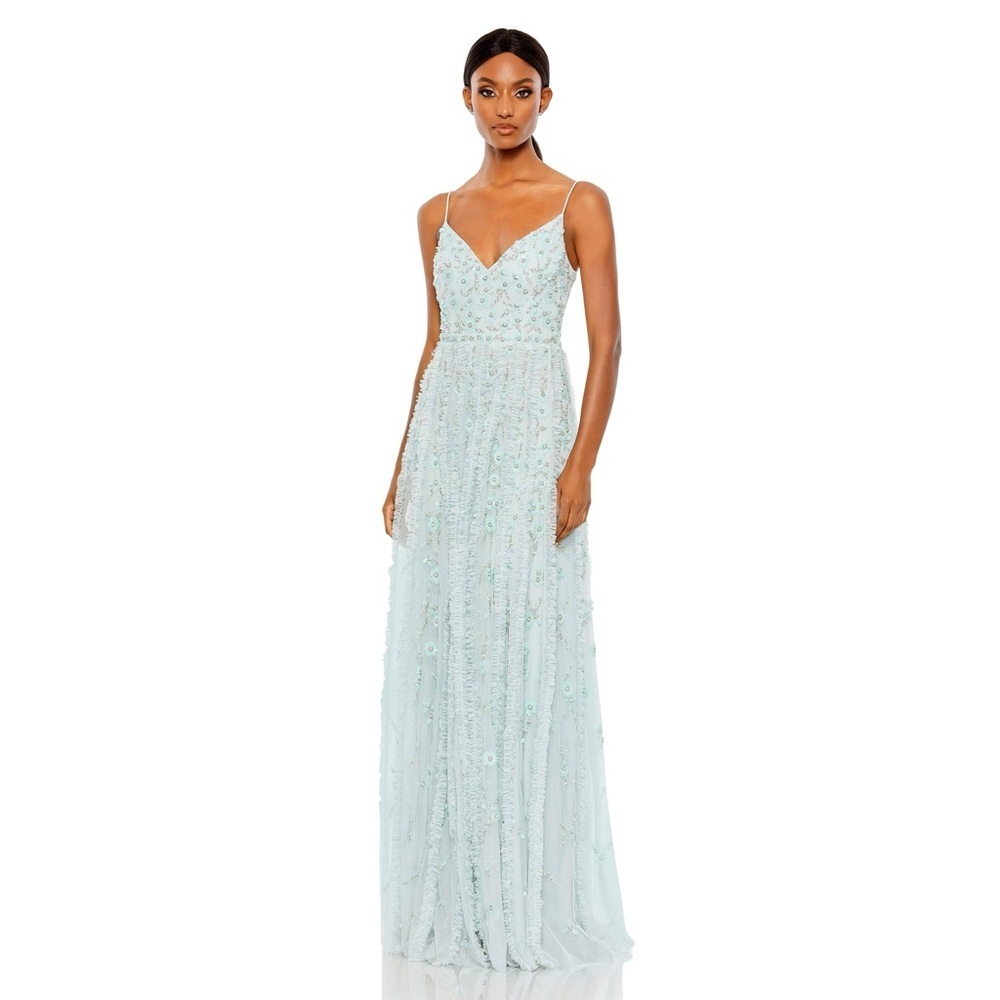 Mac Duggal Size 16 Seamist Green 9166 Formal Embellished A-line Gown Dress NWT